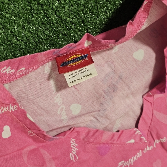 Dickies Pink Ribbon Pattern Scrub Top - Picture 5 of 6